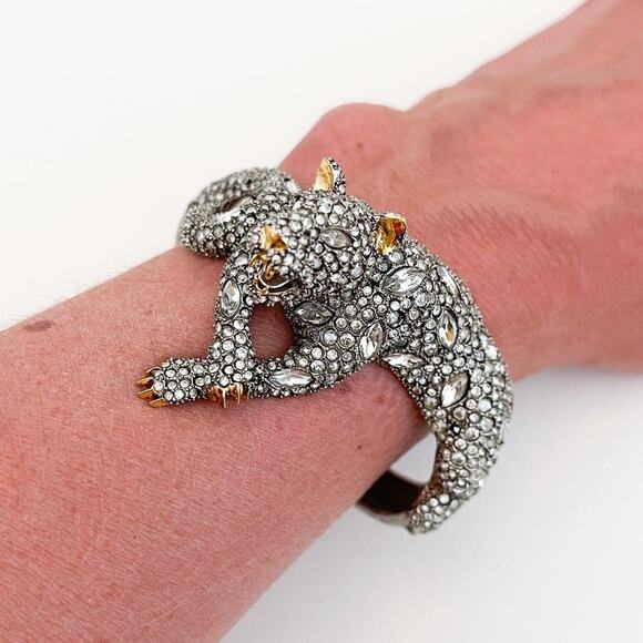 ALEXIS BITTAR Elements Moonlight Crystal Panther Bracelet Gunmetal - Picture 11 of 12